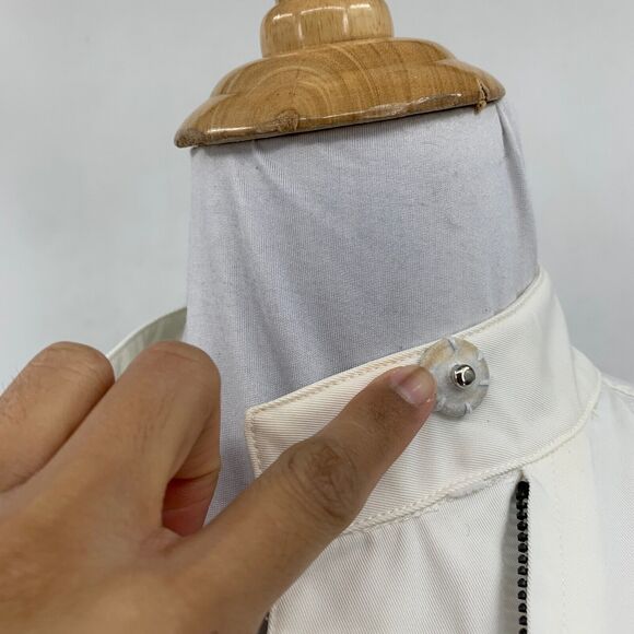 Jarbo Jacket Women 10/12 White Full Zip Snap Boxy Double Lined Structured Crop - Picture 4 of 15